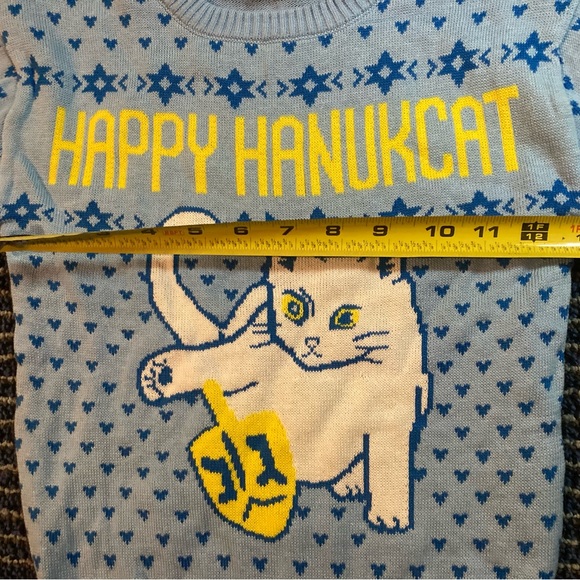SOLD OUT NWT kids youth Happy Hanukcat Ugly Holiday Sweaters Dreidel Menorah XS - Picture 5 of 7
